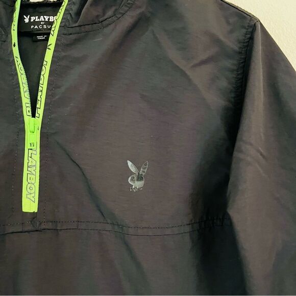 Playboy x Pacsun Men's Black/Green 1/2 Zip Windbreaker Jacket Size Small - Picture 3 of 9